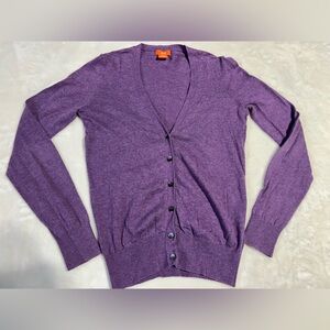 Women's Purple Knit Buttoned Cardigan Sweater